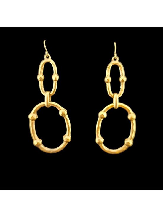 RLL Jewelry - Lauren Ralph Lauren Gold-Toned Double Oval Dangle Textured Earrings